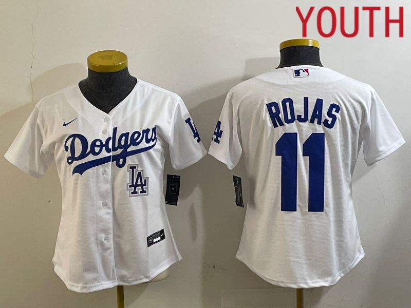 Youth Los Angeles Dodgers #11 Rojas White Game 2024 Nike MLB Jersey style 5